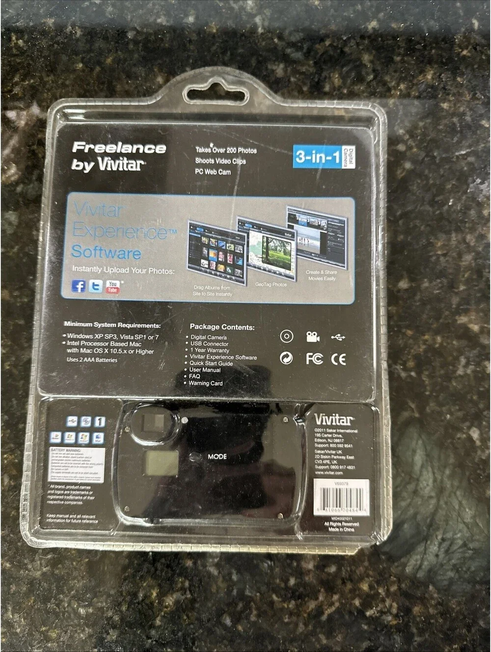 Vivitar Freelance V69379-BLK 3-in-1 Digital Camera NEW SEALED